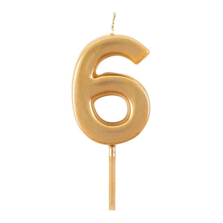 Number Candle 6-Gold Candle Birthday Number