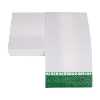 Linen Border Emerald Guest Towel