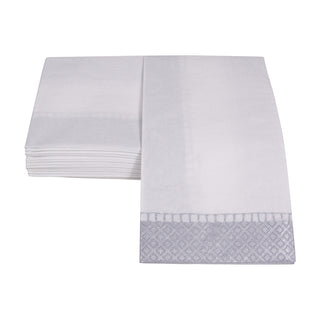 Linen Border Silver Guest Towel
