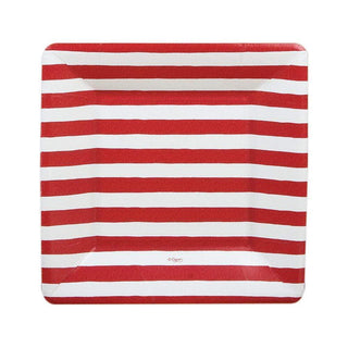 Red And White Stripe  Sq Salad/Dessert Plates Square