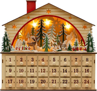 Forest Scene Wooden Advent Calendar with Drawers