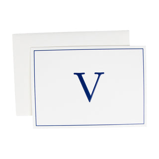 Navy Embossed Initial Note Initial Notes 8 In Embossed
