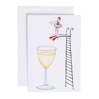 Diving Into Wine Glass Birthday Greeting Card - 1 card with envelope