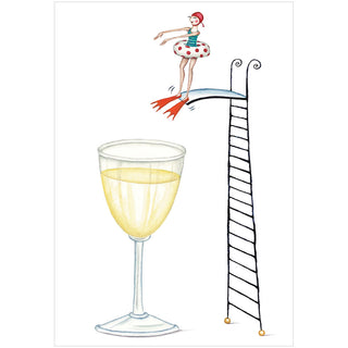 Diving Into Wine Glass Birthday Greeting Card - 1 card with envelope
