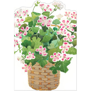 Basket Of Geraniums Mother's Day Die Cut Greeting Card - 1 card with envelope