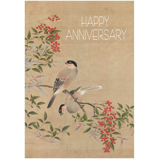 Album Of Birds And Flowers Anniversary Greeting Card - 1 card with envelope