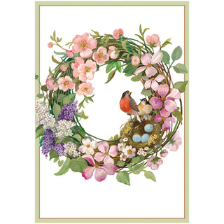 Robin Wreath Easter Greeting Card - 1 card with envelope