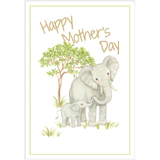Elephant Mother And Baby Foil Mother's Day Die Cut Greeting Card - 1 card with envelope