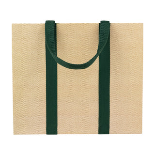 Jute And Twill Natural/Hunter Gift Bag Lg 11 3/4 X 4 3/4 X 10