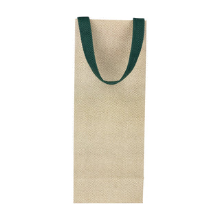 Jute And Twill Natural/Hunter Bottle Bag 5 X 3 1/2 X 13