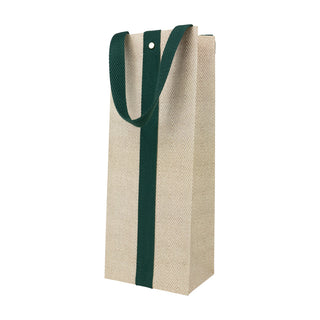 Jute And Twill Natural/Hunter Bottle Bag 5 X 3 1/2 X 13