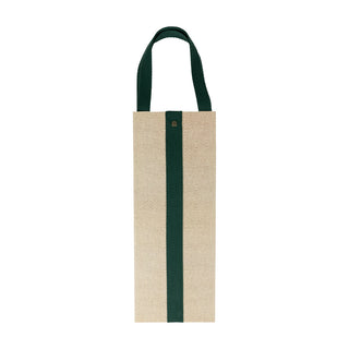 Jute And Twill Natural/Hunter Bottle Bag 5 X 3 1/2 X 13