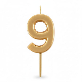 Number Candle 9-Gold Candle Birthday Number