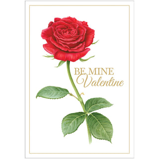 Be Mine Red Rose Foil Blank Embossed Greeting Card - 1 card with envelope