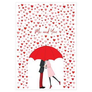 Raining Hearts Valentine Greeting Card - 1 card with envelope