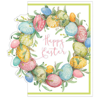 Easter Egg Wreath Easter Die Cut Greeting Card - 1 card with envelope