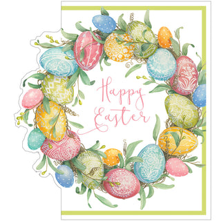 Easter Egg Wreath Easter Die Cut Greeting Card - 1 card with envelope