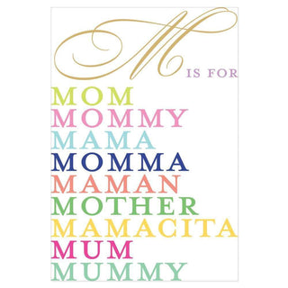 M Is For... Mother's Day Foil Greeting Card - 1 card with envelope