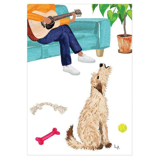 Dog And Guitarist Father's Day Greeting Card - 1 card with envelope