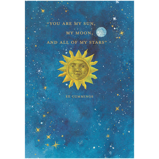 Sun; Moon And Stars Foil Anniversary Die Cut Greeting Card - 1 card with envelope