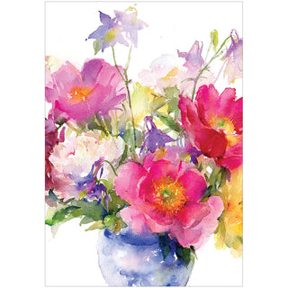 Bouquet In Vase Blank Greeting Card - 1 card with envelope