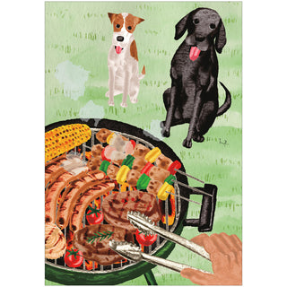 Grilling Dogs Blank Greeting Card - 1 card with envelope