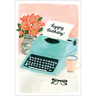 Typewriter Birthday Greeting Card - 1 card with envelope