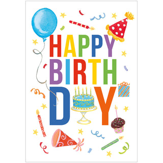 Happy Birthday Icons Blank Greeting Card - 1 card with envelope