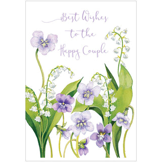 Violets And Lily Of The Valley Wedding Greeting Card - 1 card with envelope