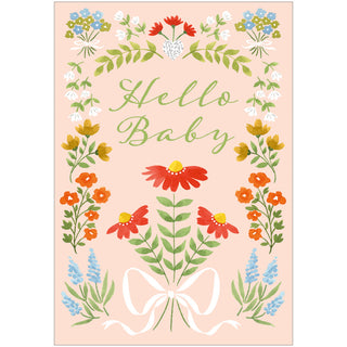 Hello Baby Floral Baby Greeting Card - 1 card with envelope