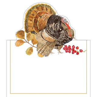 Woodland Turkey Foil Place Card 8 In Die-Cut Foil