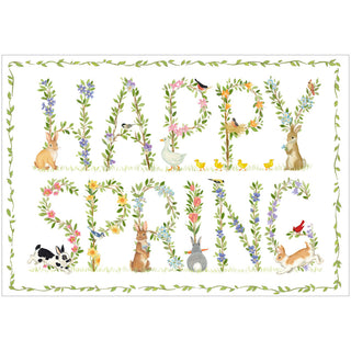 Happy Spring Animals Easter Greeting Card - 1 card with envelope