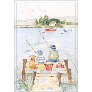 Father And Child Fishing Dock Father's Day Greeting Card - 1 card with envelope
