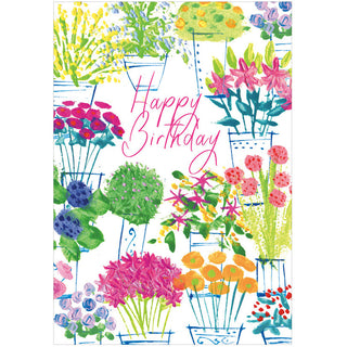 Flower Market Pots Blank Greeting Card - 1 card with envelope