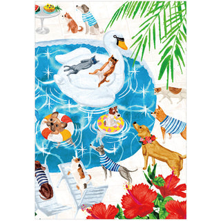 Pool Party Pets Blank Greeting Card - 1 card with envelope