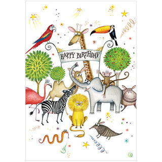 Animal Kingdom Birthday Blank Greeting Card - 1 card with envelope