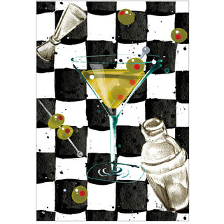 Dirty Martini And Checkerboard Blank Greeting Card - 1 card with envelope