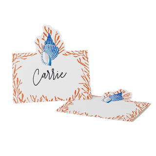 Shell Toile Coral/Blue Place Card 8 In Die-Cut