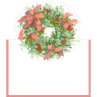 Ribbon Stripe Wreath Place Card 8 In Die-Cut