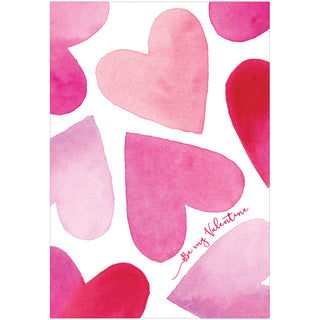 Watercolor Hearts Blank Greeting Card - 1 card with envelope