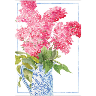 Blue Vase With Pink Blooms Blank Greeting Card - 1 card with envelope