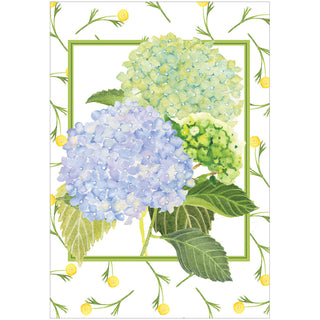 Hydrangeas In Green And Blue Blank Greeting Card - 1 card with envelope