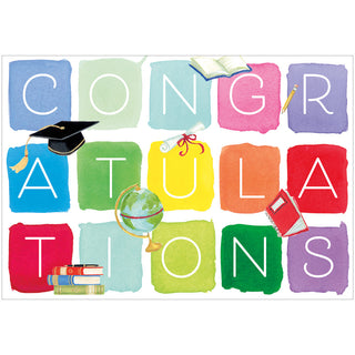 Congratulations Grad Icons Blank Greeting Card - 1 card with envelope
