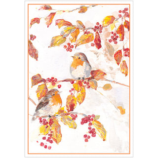 Birds; Leaves And Berries Blank Greeting Card - 1 card with envelope