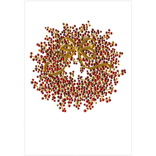 Pepperberry Wreath Embossed Blank Embossed Greeting Card - 1 card with envelope