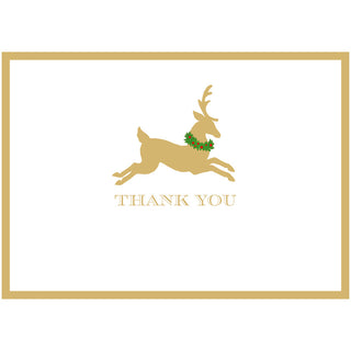 Leaping Reindeer Foil Thank You Notes Boxed 8 In-Foil