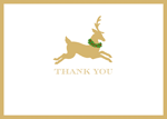 Leaping Reindeer Foil Thank You Notes Boxed 8 In-Foil