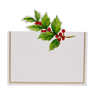 Holly Sprig Foil Place Card 8 In Die-Cut Foil