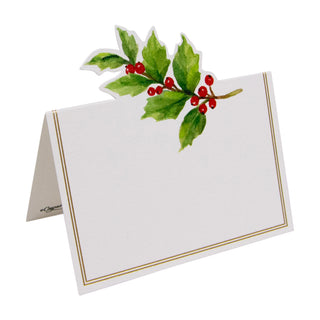 Holly Sprig Foil Place Card 8 In Die-Cut Foil