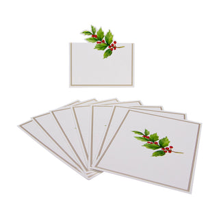 Holly Sprig Foil Place Card 8 In Die-Cut Foil